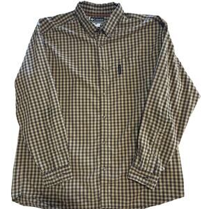 Columbia XCO XL Shirt Tan and Brown Plaid Long Sleeve Button Front Mens